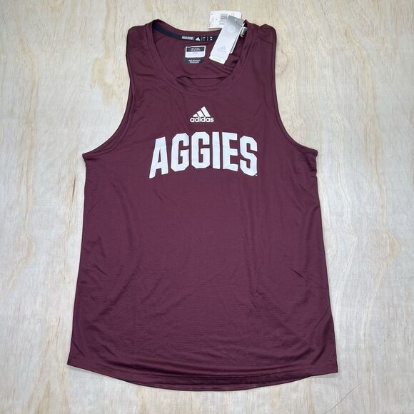 NEW LG Texas A&M Aggies Adidas Mens Maroon Stadium Short Sleeve Tank Top - Picture 1 of 8